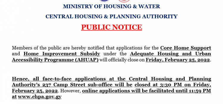 AHUAP Applications Closure – Feb. 25, 2022